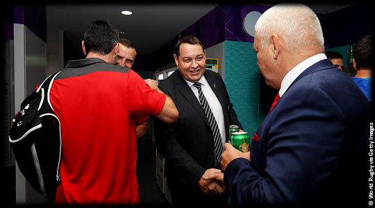 New Zealand v Wales Steve Hansen Warren Gatland post match beers RWC2019 Bronze Final
